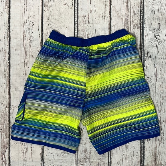 Nike Striped Swim Shorts in Blue and Yellow Swim Trunks Summer Bathing Suit - Picture 2 of 7
